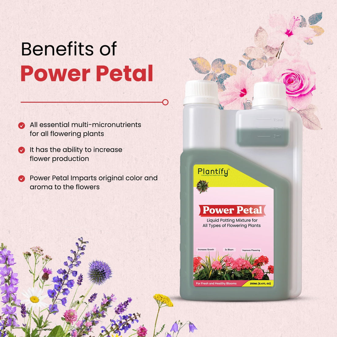 Plantify Power Petal- Organic Liquid Potting Mixture for Flowering Plants