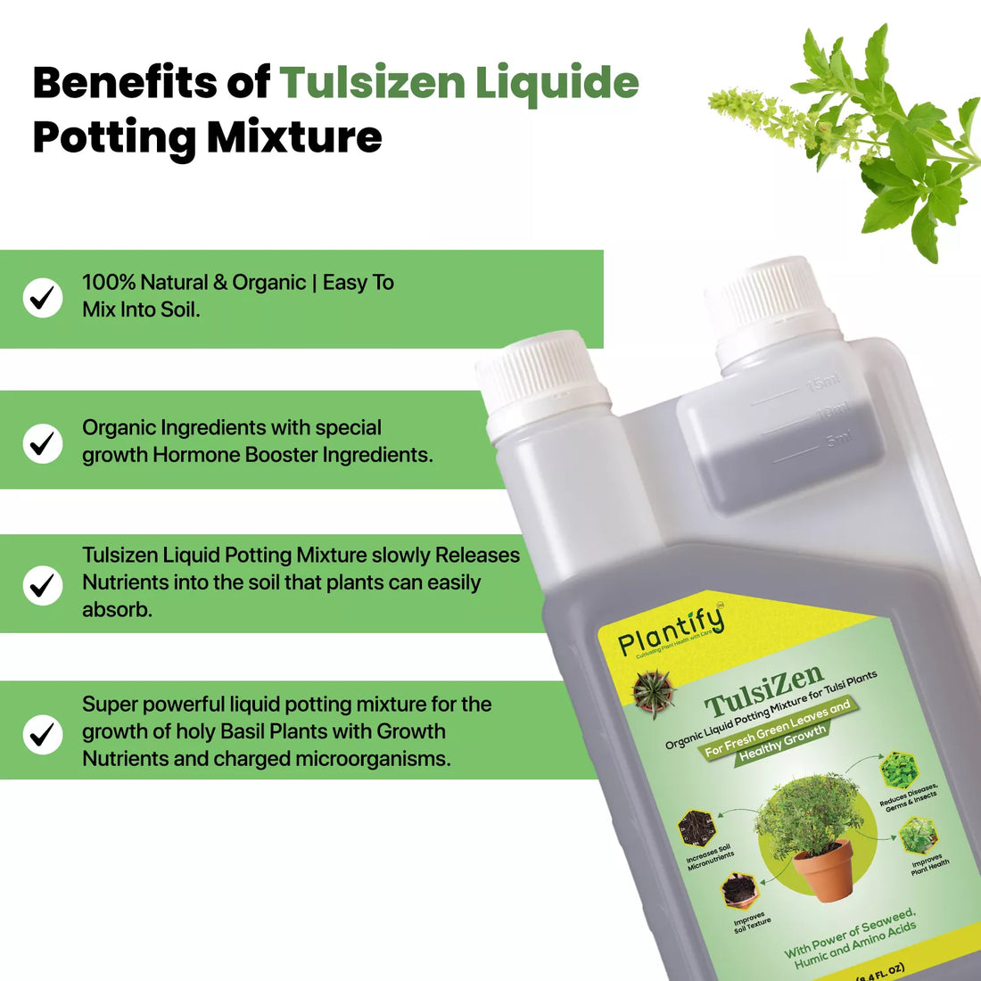 Plantify TulsiZen - Organic Liquid Potting Mixture for Tulsi Plants
